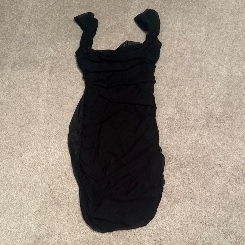 Princess Polly Black Ruched Mini Dress